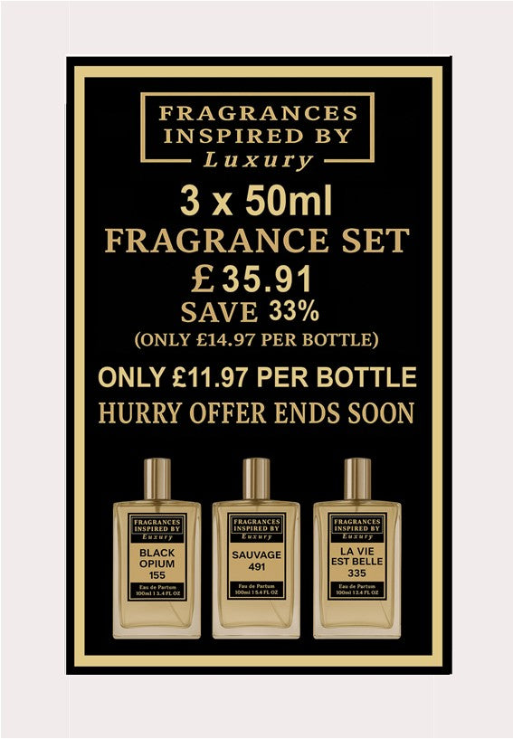 3 x 50ml Fragrance Set Bundle I Fragrances Inspired By Ltd