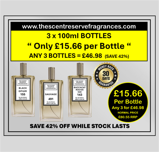 ONLY £15.66 per Bottle - Any 3 x 100ml Bottles for £46.98 - SAVE 42% I The Scent Reserve Fragrances Ltd