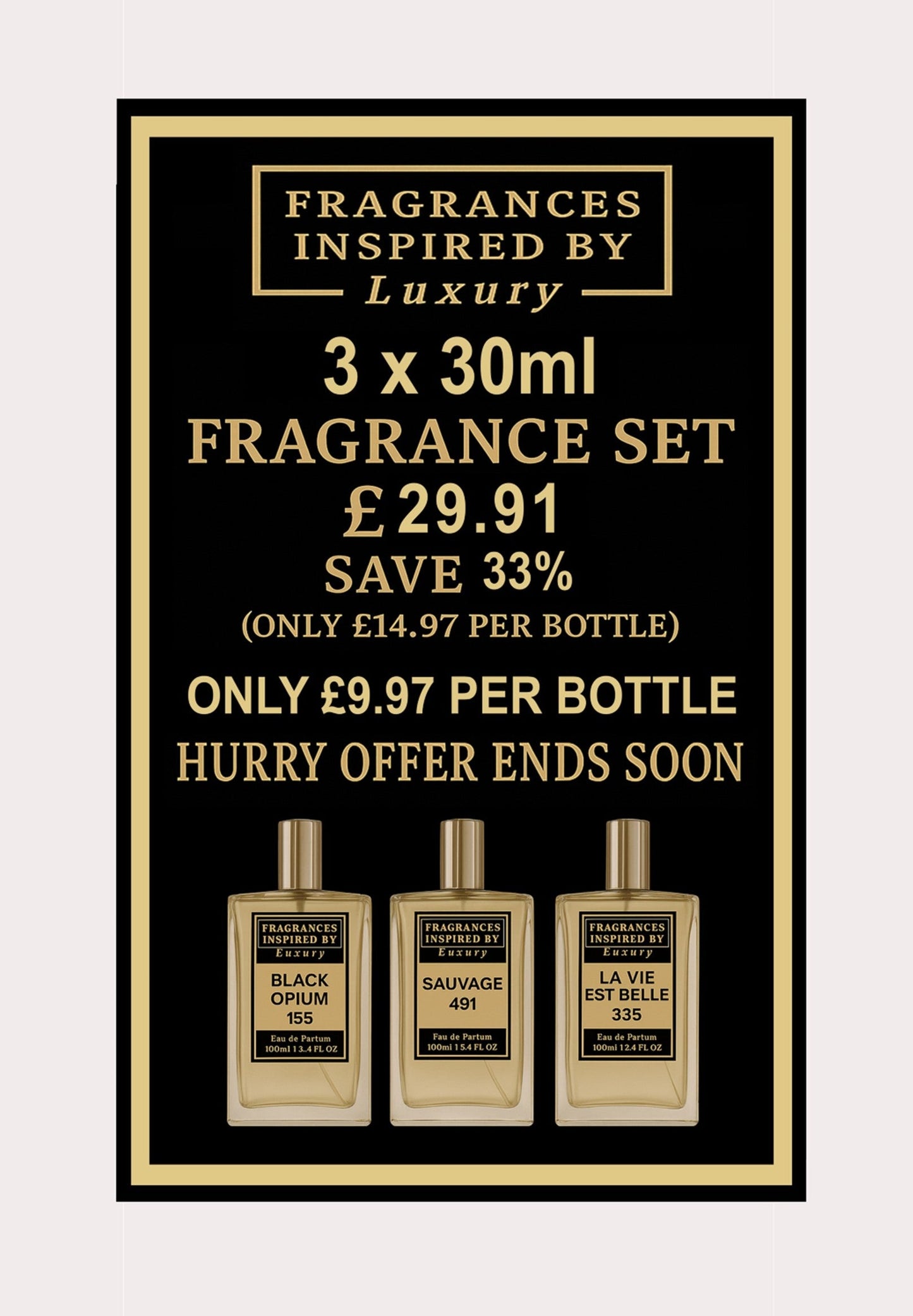 3 x 30ml Fragrance Set Bundle I Fragrances Inspired By Ltd