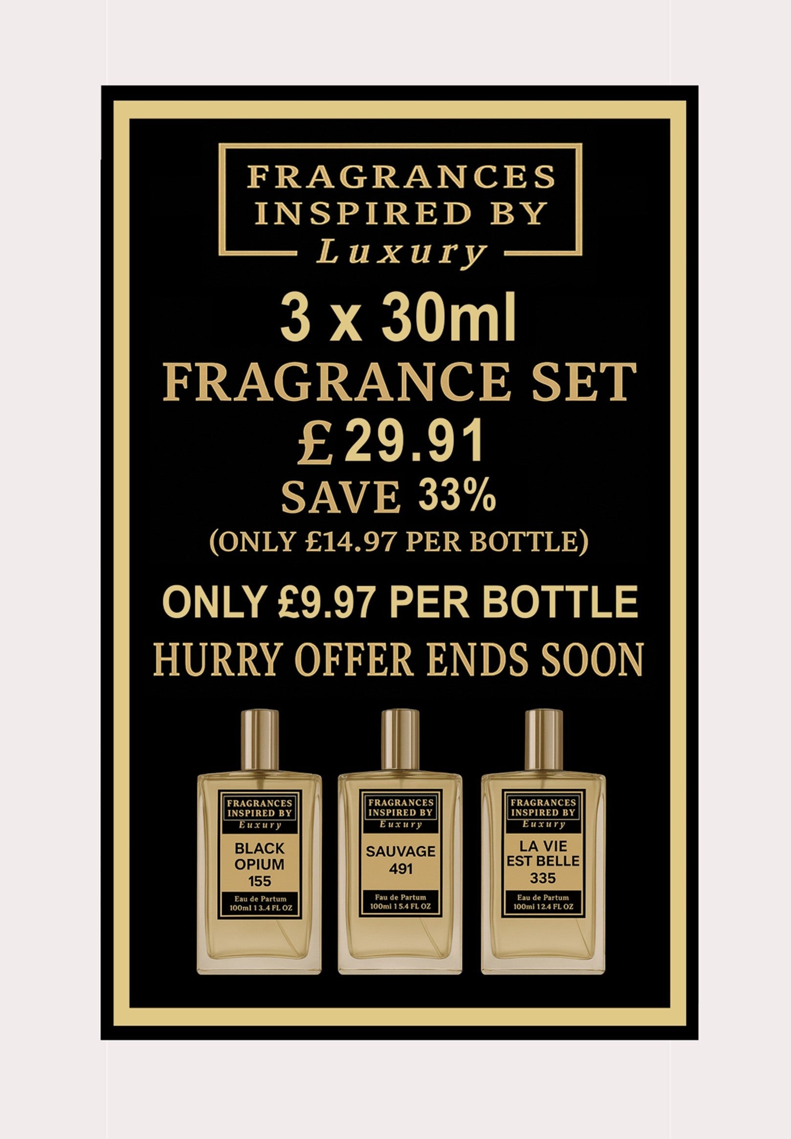 3 x 30ml Fragrance Set Bundle I Fragrances Inspired By Ltd